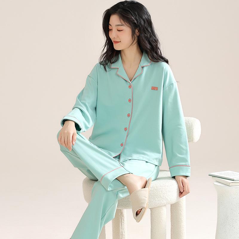 

Женская пижама из 100% чистого хлопка - С длинным рукавом, Свободного кроя, Большого размера, Стиль кардигана для осени/зимы. Women 3XL (recommended 80-90kg)