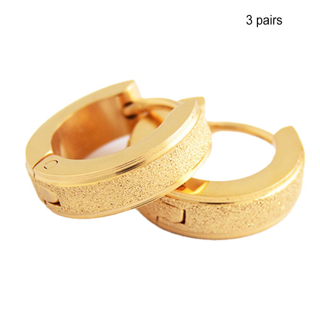 3 Paar Kreuzohrringe für Herren Ohrschmuck Klapp-Creolen Exquisite Anhänger Galvanisiert Fels Mattiert Geschliffen Piercing Geschenke