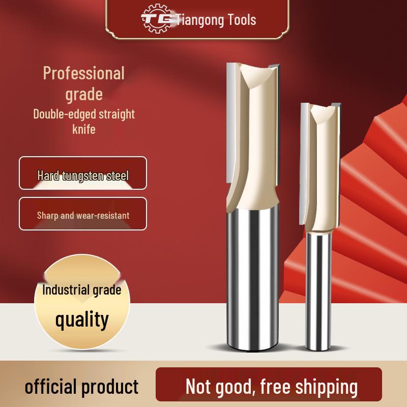 Tiangong Double-Edged Woodworking Carving & Trimming Milling Cutter, Lengthened Wood Milling & Grooving Tool.