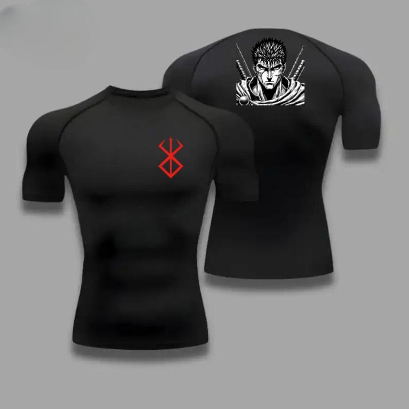 Men Compression T-Shirt for Fitness Running Sports Quick-Dry Guts Breathable Short Sleeves Stretchy Fabric for Summer Workouts
