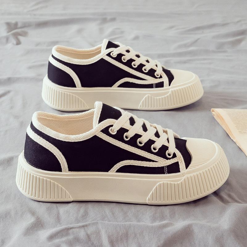 Spring and summer new canvas shoes women's platform women's shoes casual board shoes muffin white shoes tide