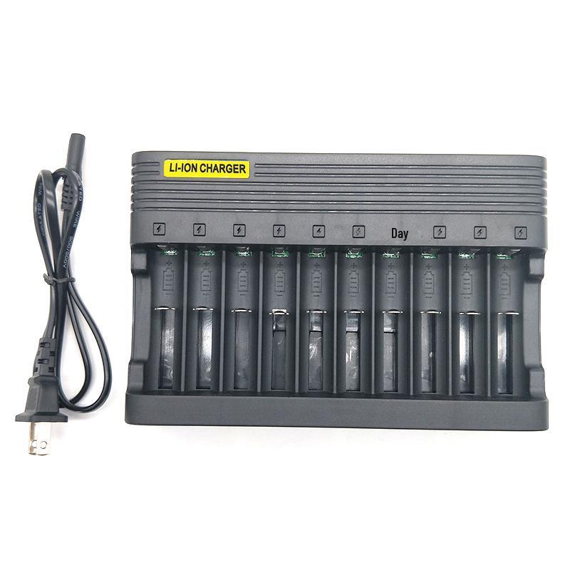10-Slot Smart Charger 4.2V 6A for 18650 & 16340 Lithium Batteries