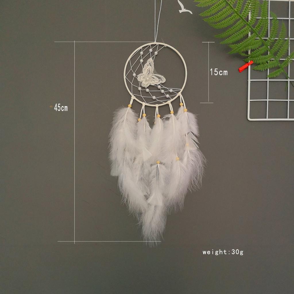 Bridal Butterfly Dreamcatcher - White Feather Wind Chime Pendant for Wedding/Home Decor