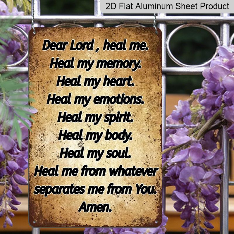 2D Flat, Decorative Sign Vintage "Dear Lord" Rustic Aluminum Wall Art Sign- Inspirational Religious Prayer Plaque Home, Office, Church, Kitchen
