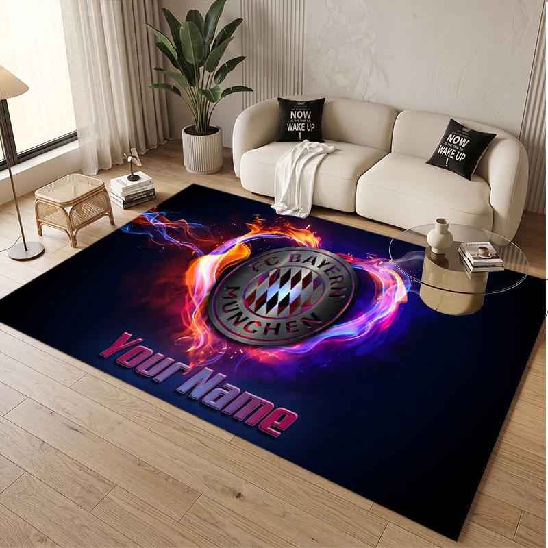 Custom Rug Bayern Munich Pattern Print Name Text Soft Non‑Slip Floor Carpet for Home Indoor Decoration