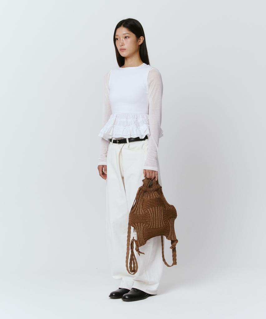 Pleatsmama Nieuwe Strik Rugzak Glitter Camel
