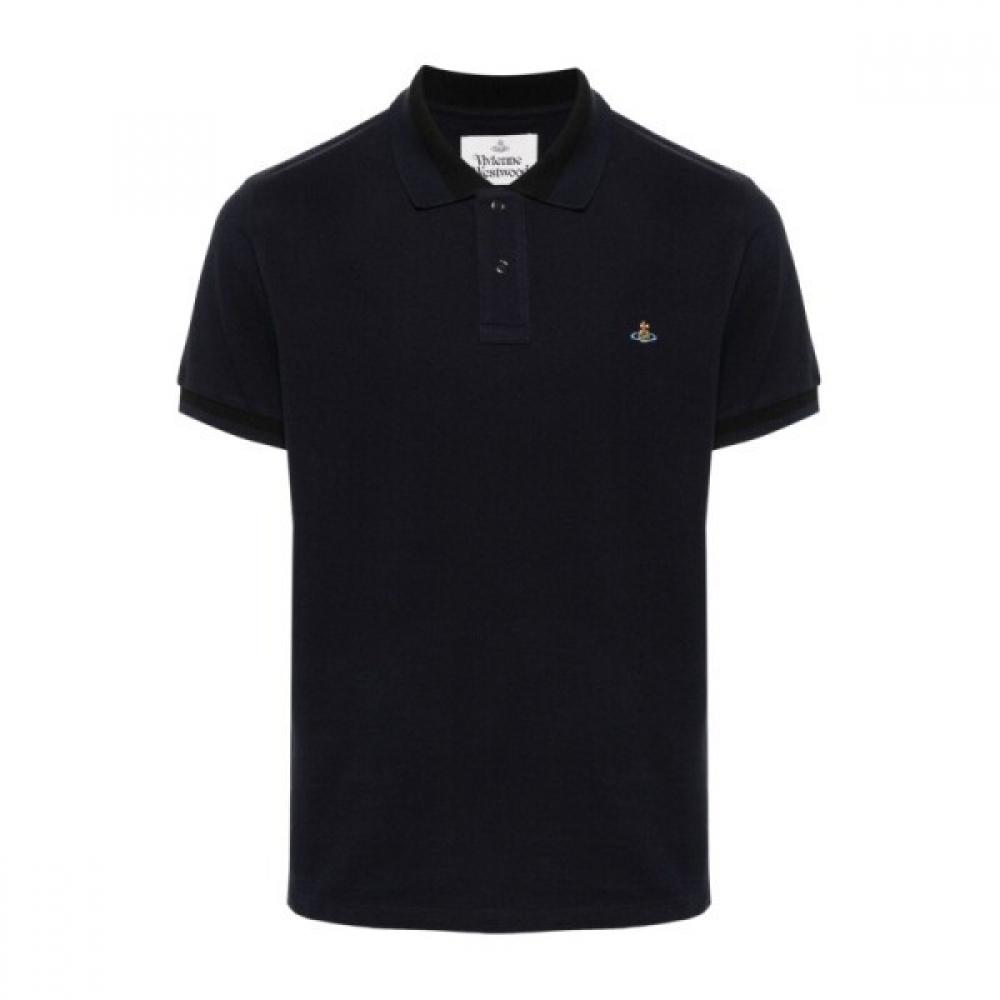 

Vivienne Westwood Navy Blue And Black Striped Polo 2h01000i J0009k410 S