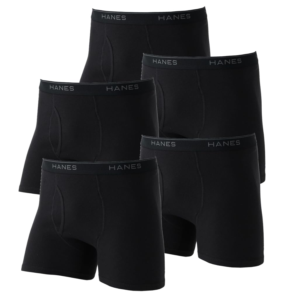 

Hanes Боксеры и Размер L Мужские Трусы 5 штук, Антибактериальные, Дезодорирующие, Чистые, Устойчивые к запаху, С передним отверстием, Черные, (HM6ES703J) чёрный