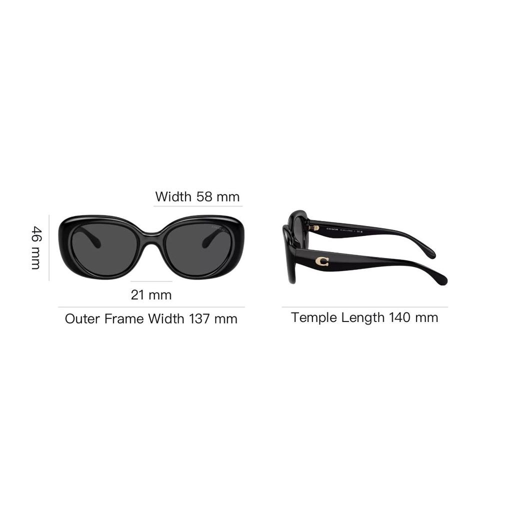Coach 8391U Full Frame Design Injection Molded Oval Sunglasses Women Sunglasses Black 0HC8391U-500287