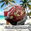 Custom Name Personalized Manchester United Print Umbrella, Auto Open Close, 8‑Rib Sturdy Frame, Commute Camping Hiking Use, Birthday Gift