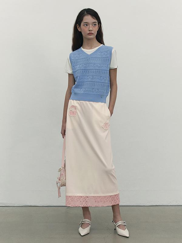 Kirsh Lace Point Jersey Long Skirt [Ivory]