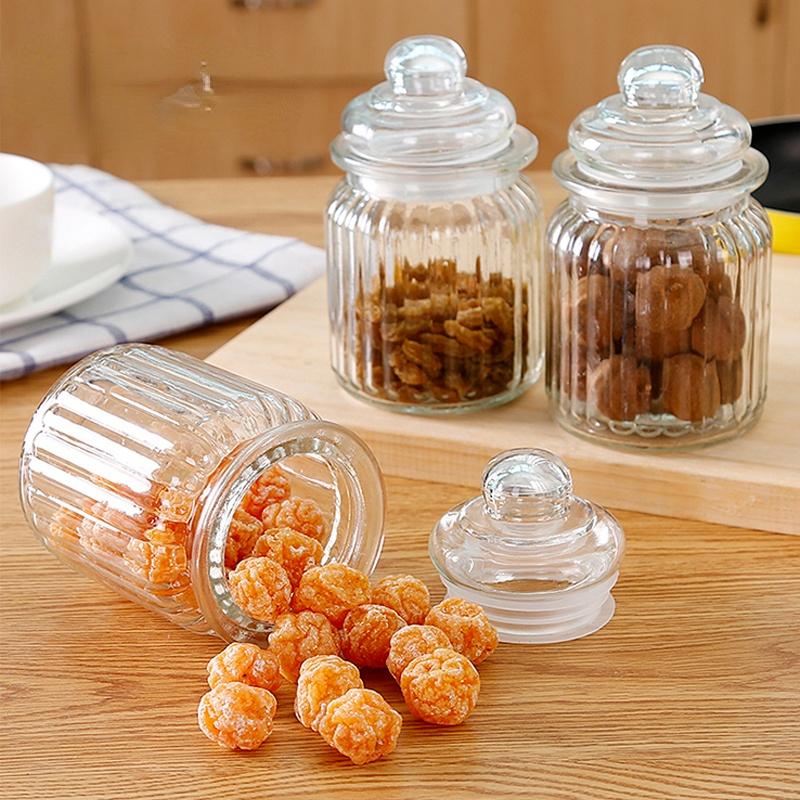 Glass Candy Jar Sealed Transparent Mini Storage Bottle Household Coffee Bean Tea Caddy Kitchen Food Storage Container Jar Box