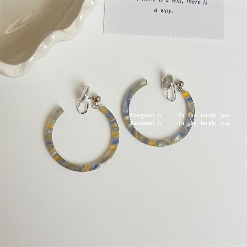 Amber Leopard Print Hoop Earrings for Women, Autumn/Winter 2026 Retro Hong Kong Style, High-End Large Hoops