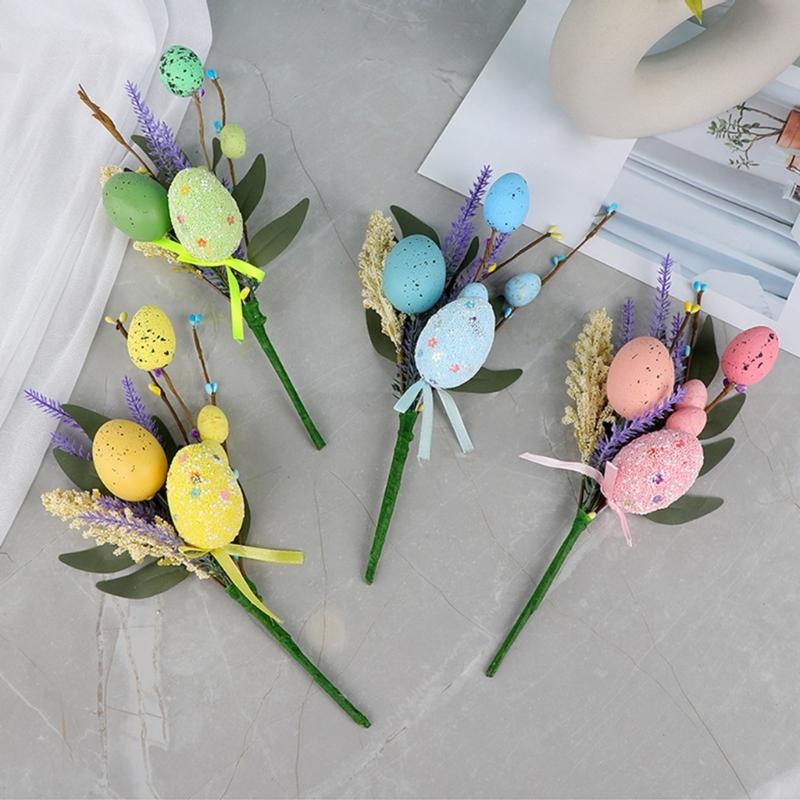 Efficient Spring Festival Eggs Artificial Flower Bouquets Bright Home Office Easters Celebration Decoration