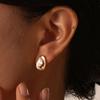 Earrings Stainless Steel Oval White Zircon Stud Earrings Gold Ladies Fashion Earrings, Necklace