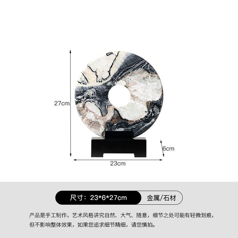 Marble Ring Recessed Ring Natural Marble Statue Concentric Circles Decorative Figurines Home Decoration Accessories