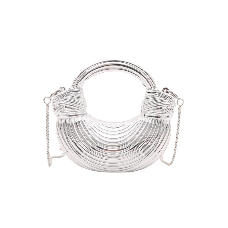 

Mini Golden Evening Bag Purses and Handbags Luxury Designer Shoulder Bags Knot Noodle Party Wedding Acrylic Shiny Clutch Purse
