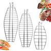 Grilled Fish Basket Stainless Steel Hanging Fish Grill Rack Adjustable Locking Hinges Flipping Fish Grill Tool for Whole Fish & Seafood