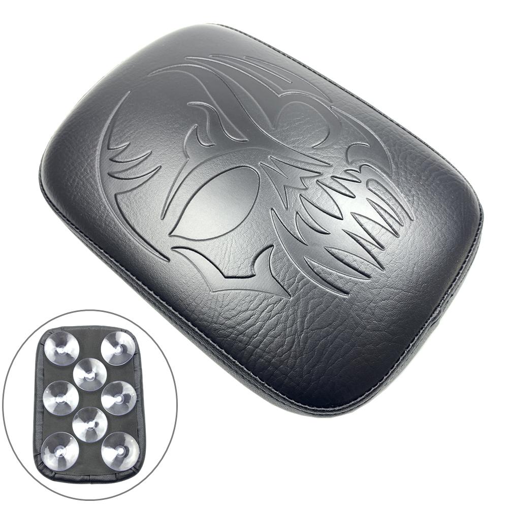 Für Harley Dyna Sportster Touring Cruiser Chopper Custom PU Leder Rechteck Hinten Sozius Beifahrer Pad Sitz 8 Saugnäpfe