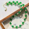 High Quality Vitreous Emperor Green Chalcedony Artificial Crystal Pearl Clavicle Chain Necklace
