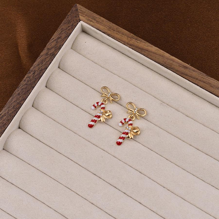 Japanese & Korean Christmas Bow Earrings - Cute Candy Cane, Snowflake, and Tree Designs