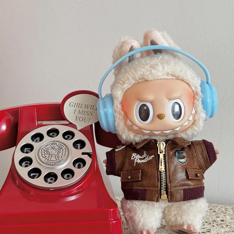 Clothes Onlyfor labubu Brown Retro Flying Jacket Fashion Doll Clothes Trendy Outfit Accessories Fashion Clothes Set Kid Gift
