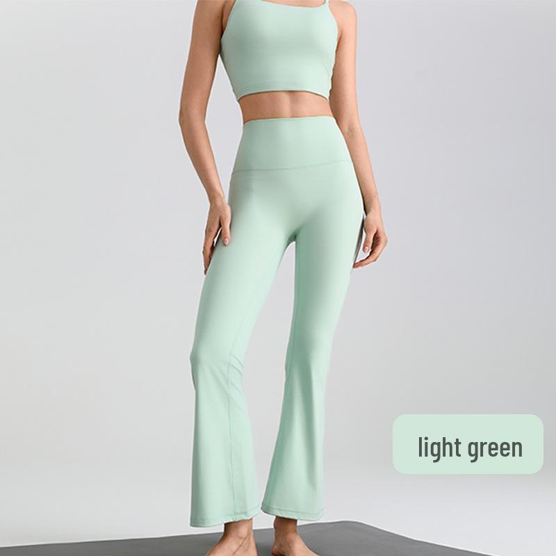 Nude Feel Slim-Fit High Elasticity Petite Micro-Flare Yoga Pants with Optional Logo for Women