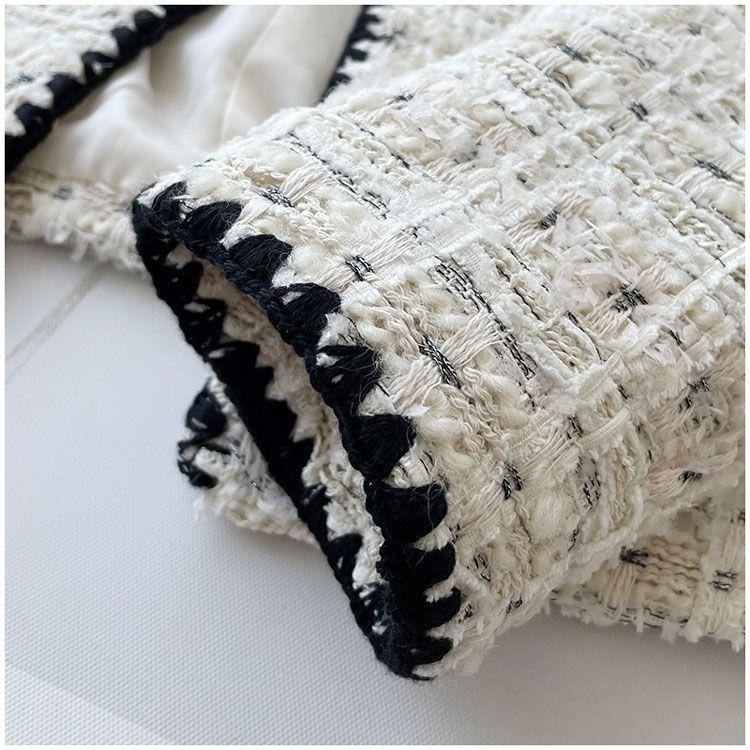 Frühlings-Herbstjacken-Design Mode Süße Tweed-Blazer Damen Französisch Elegant Büro Dame Wollene Kurze Anzugmäntel