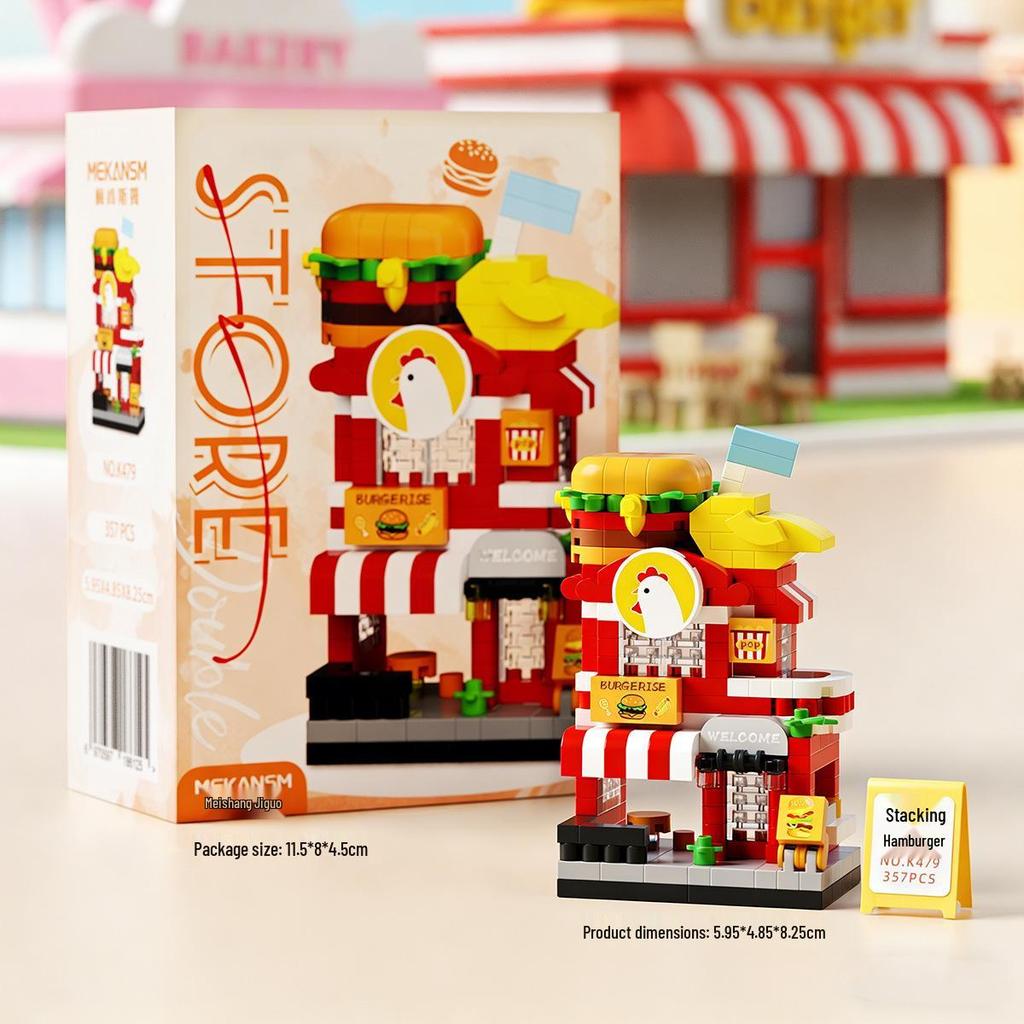 Mekensm Micro-Particle Building Blocks Educational Vending Cart Model Toy for Kids