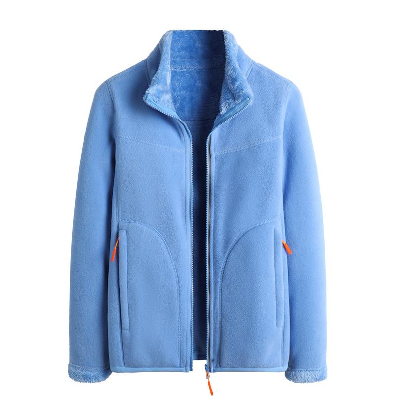 Winter Damen Fleecejacke Doppelseitige Windjacke Warme Dicke Korallenfleecejacke Oberbekleidung Thermojacke Frau Gefleecte Kleidung