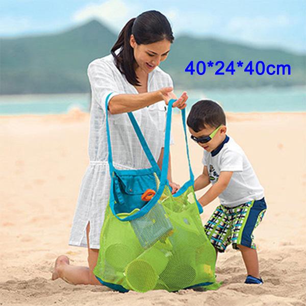 Outdoor Foldable Beach Mesh Bag Portable Children Sand Away Kids Beach Toys Clothes Sundries Storage Mesh Bags