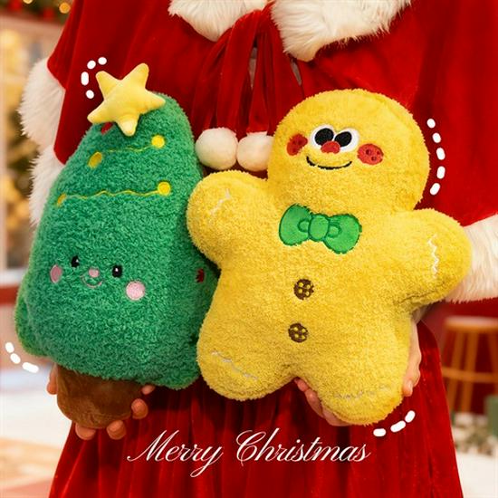 Coussin Homme en Pain d'Épices de Noël & Peluche Arbre Cadeau pour Femmes