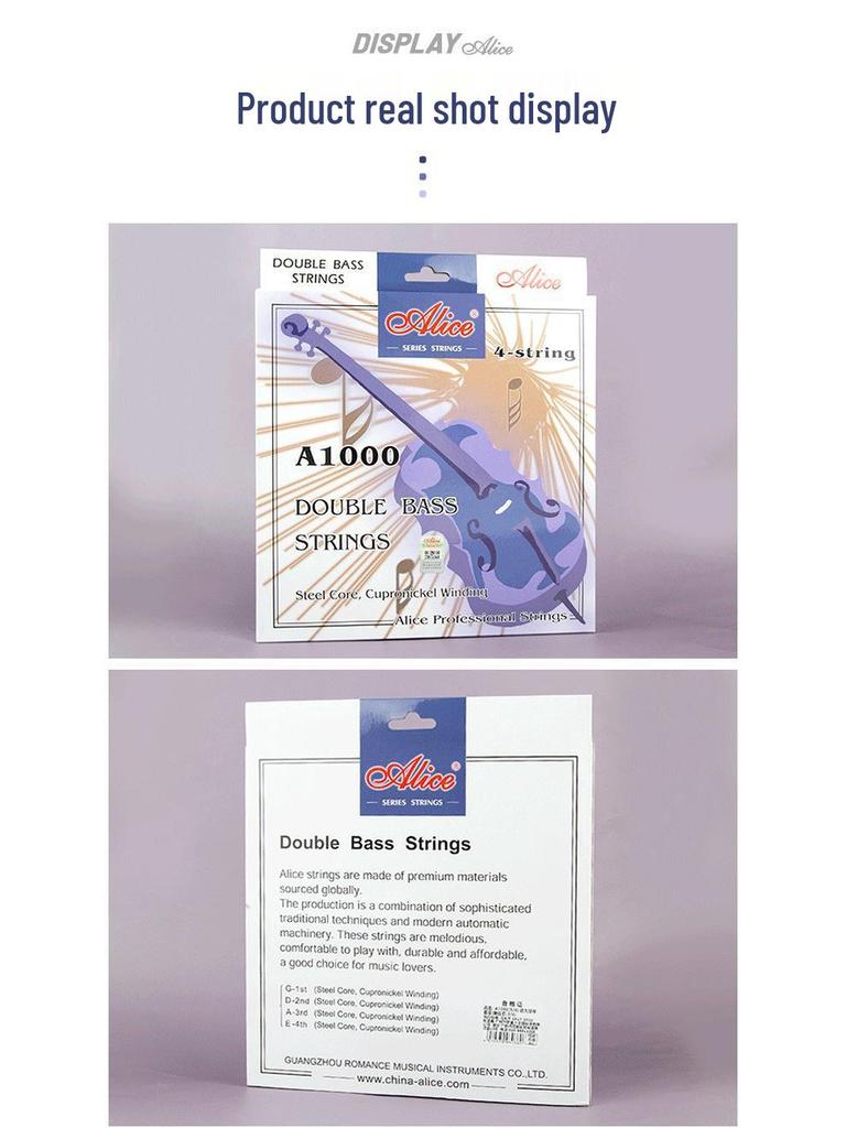 Alice German Silver Alloy Wound Double Bass Strings (G/D/A/E)