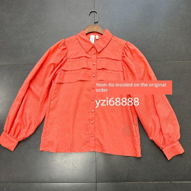 

Yas Home Texture Dark Pattern Spring Classy Orange Exquisite Refined Grace Classy Shirt Tops Women Orange Shirt Tops M