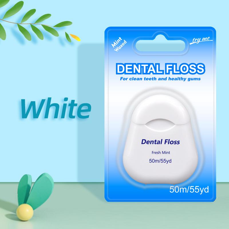 

Wax-coated Mint Breath Freshener Disposable Dental Floss suck card 1PC білий