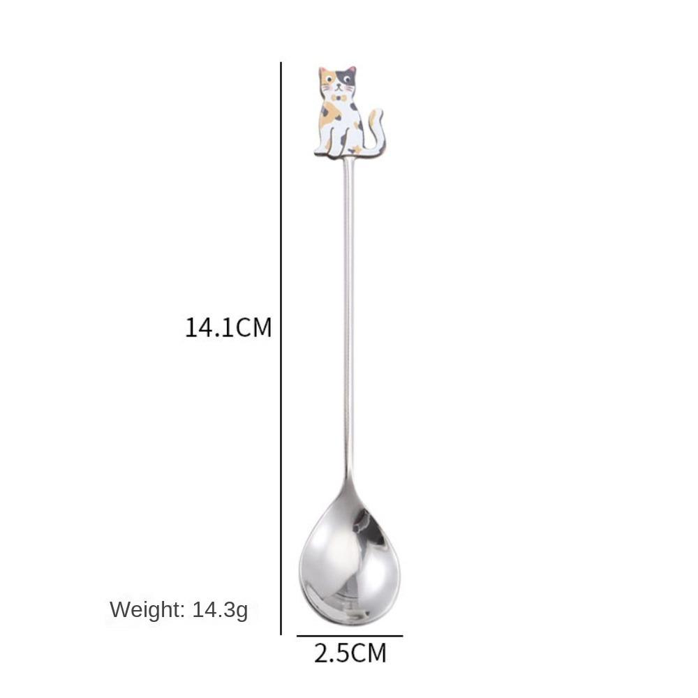 Japanese Korean Style Cartoon Cat Spoon Polished Honey Stirring Spoon New Dessert Spoon