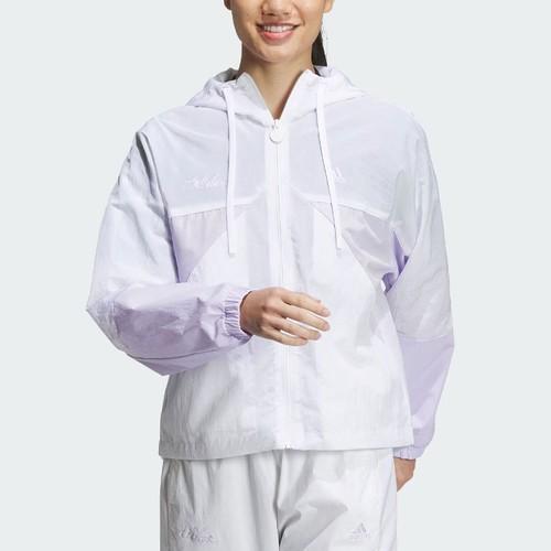 adidas Color-block Sports Casual Hooded Jacket for Women, White