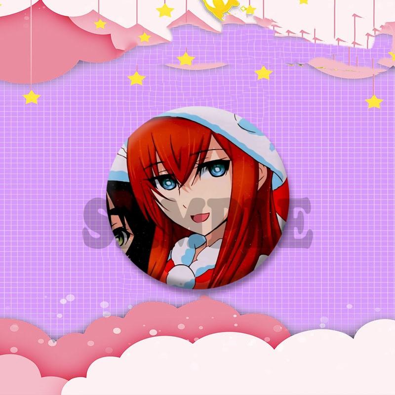 Kurisu Makise Mayuri Shiina Rintaro Okabe Cartoon Round Badge Anime Steins Gate Brooch Clothing Backpack Accessories Lapel Pins
