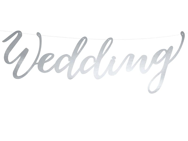 Baner Wedding Srebrny 16 5X45 Cm 1 Szt.
