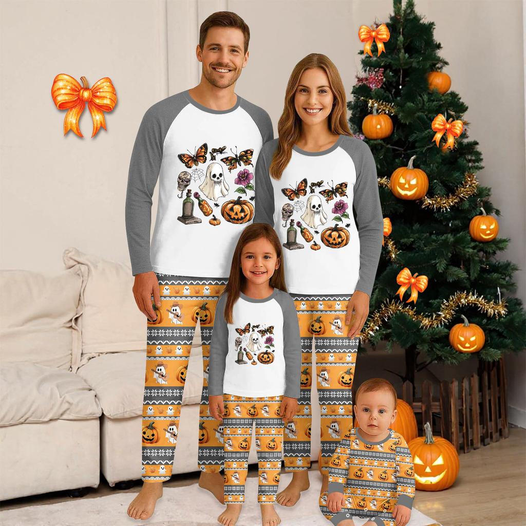 Halloween Day  Prints Family Matching Long Sleeve Tops+Pants Set Family Matching Sets