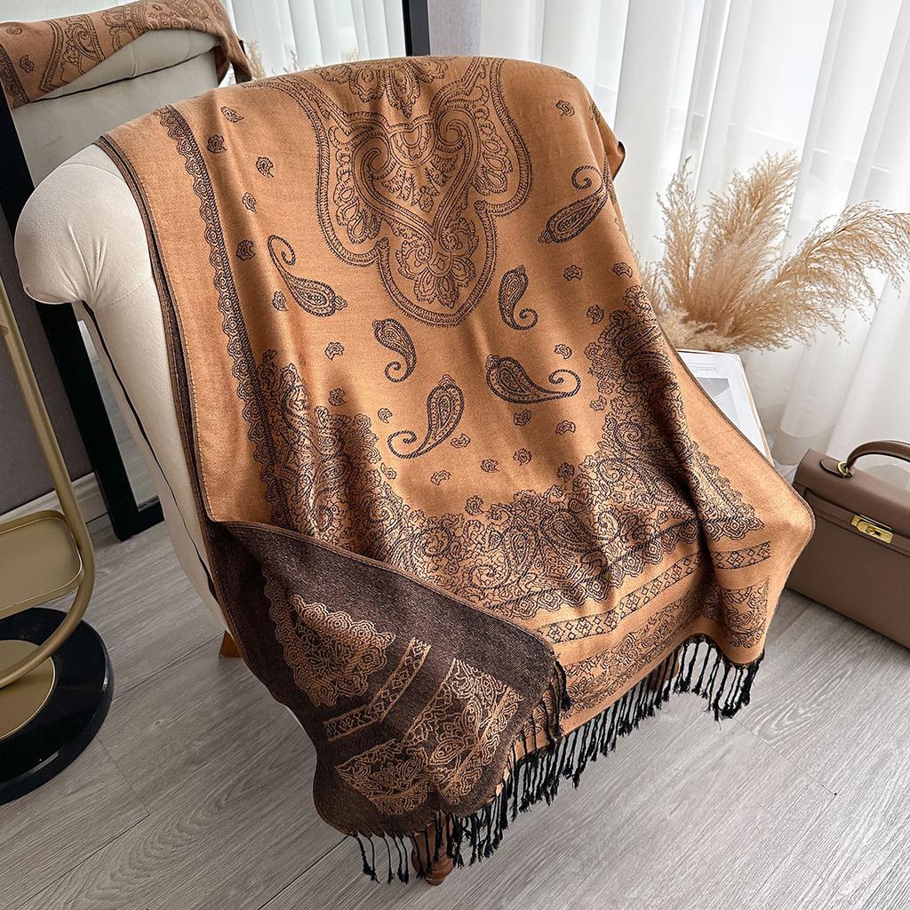 New Cashew Print Autumn and Winter Double-sided Imitation Cashmere Scarf Winter Warm Shawl Women