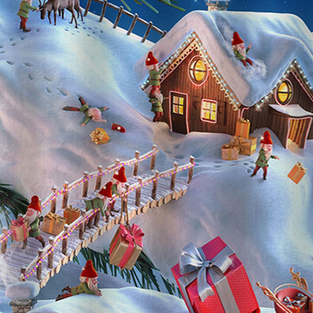 Christmas Winter Bathroom Curtain with Rugs Toilet Cover Mat Holiday Shower Curtain Printed Bath Curtain for Bathroom Decor