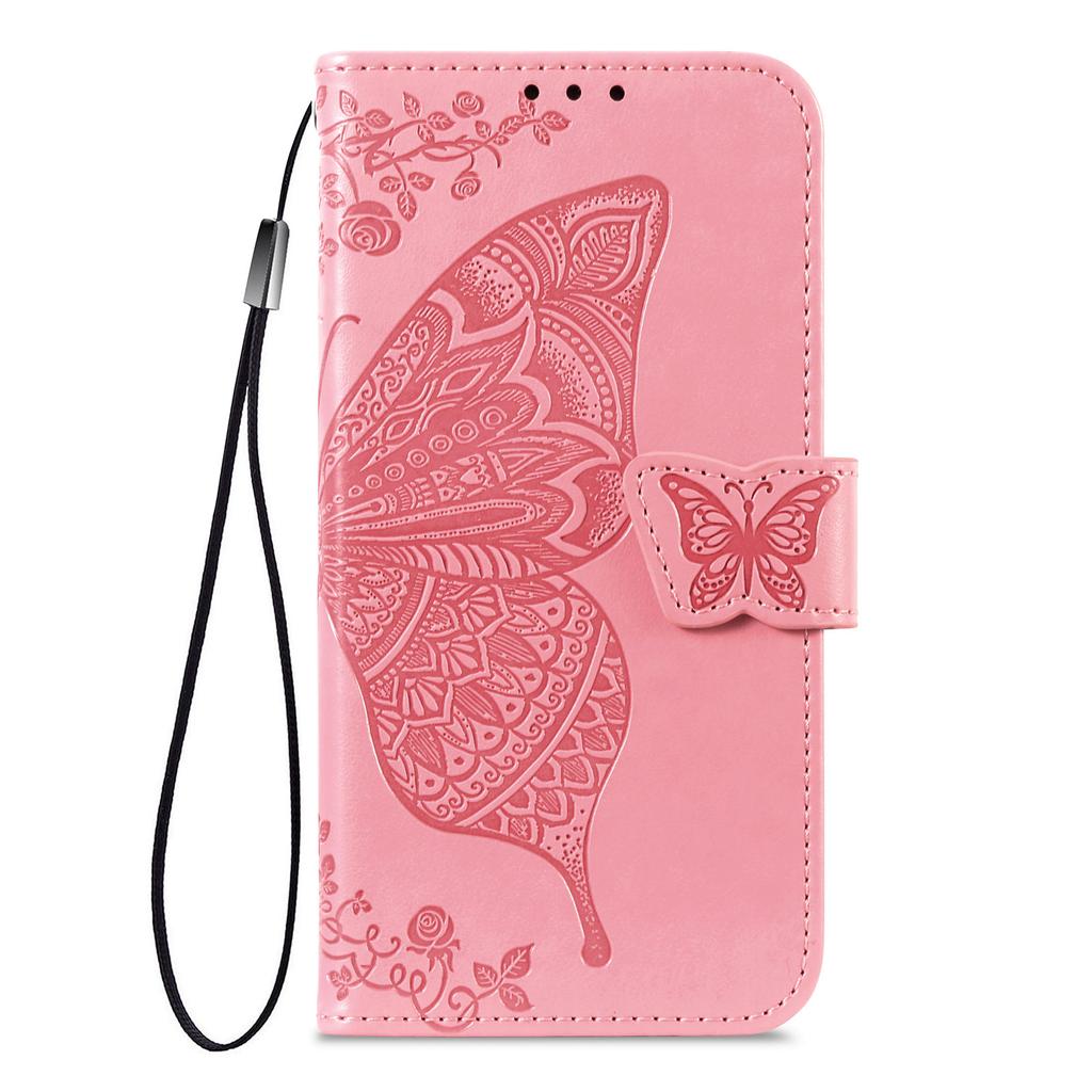 For Motorola Moto G86 Power 5G Case with Strap Butterfly Pattern PU Leather Wallet Phone Cover