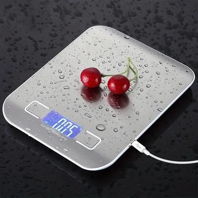 Báscula Digital de Cocina Multifunción Portátil Báscula de Pesaje Pantalla LCD Carga USB Básculas Electrónicas Herramientas de Medición para Hornear