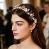 Stirnband Florales Schmetterlingsdesign Verstellbares Band Hellrosa Tüllblumen Haarreif mit Imitationsperlen Zirkonia-Dekor Party-Haarschmuck