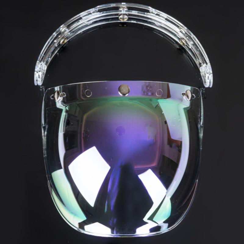 Retro Bubble Lens Motorcycle Helmet with Frame - Three-Button Design