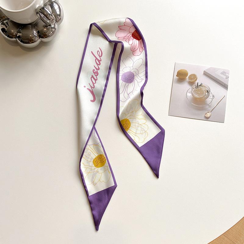 Vintage French Long Decorative Ribbon Korean Tied Hair Silk Scarf Headband Streamer Women's Spring and Autumn Braided Hair Scarf