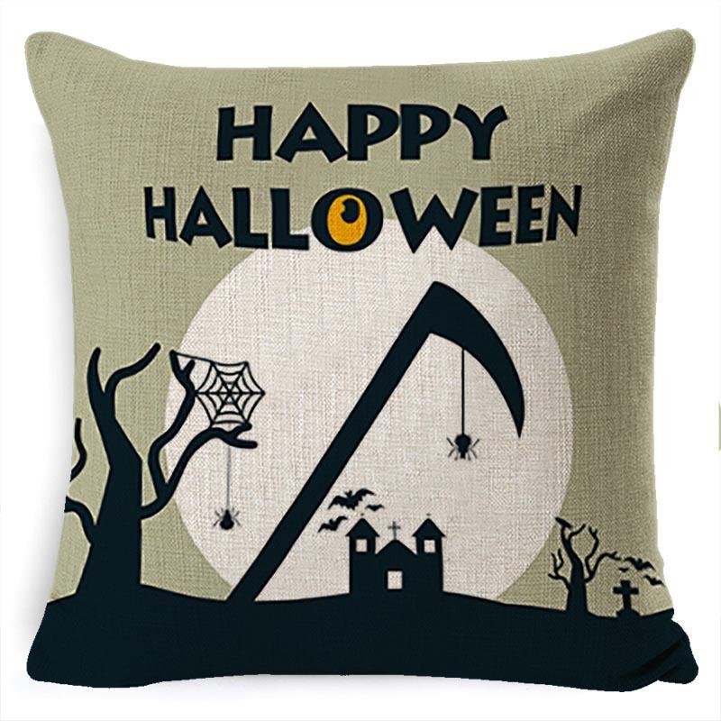 Halloween Pumpkin Horror Series Linen Pillow Cover Car Cushion Pillow