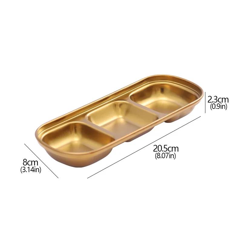 Stainless Steel 1-4 Grids Seasoning Plate Dipping Dish Sauce Dish Hot pot Barbecue Flavor Dish Kitchen Condiment Tray