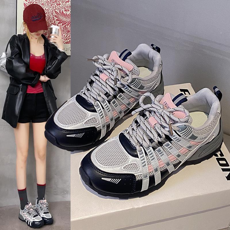 Advanced Sense of Color Matching Heightened Dad Shoes Women's 2025 Summer New Mesh Breathable Lightweight Versatile Sports and Leisure Shoes